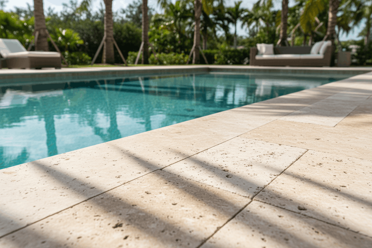 travertine pool deck