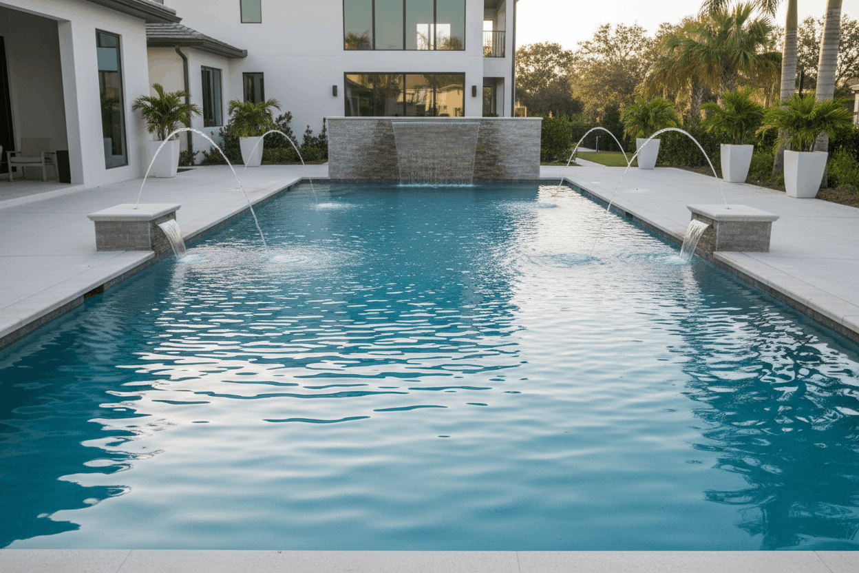 tampa pool water feature, installation and remodels