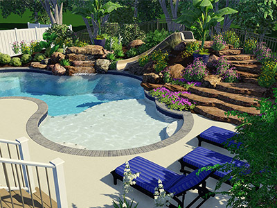 Lagoon pool deck design Land O'Lakes